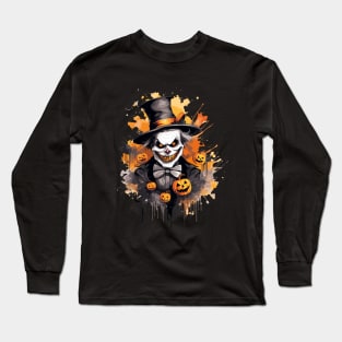 Evil Grinning Halloween Clown Long Sleeve T-Shirt